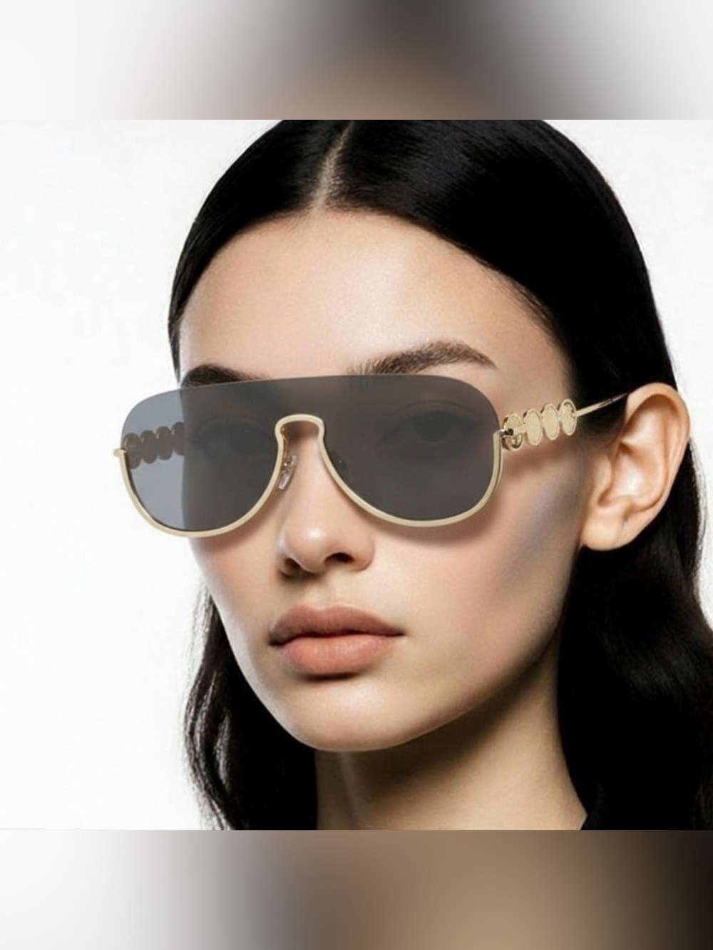 Versace Gold Frame Sunglasses with Dark Gray Lenses